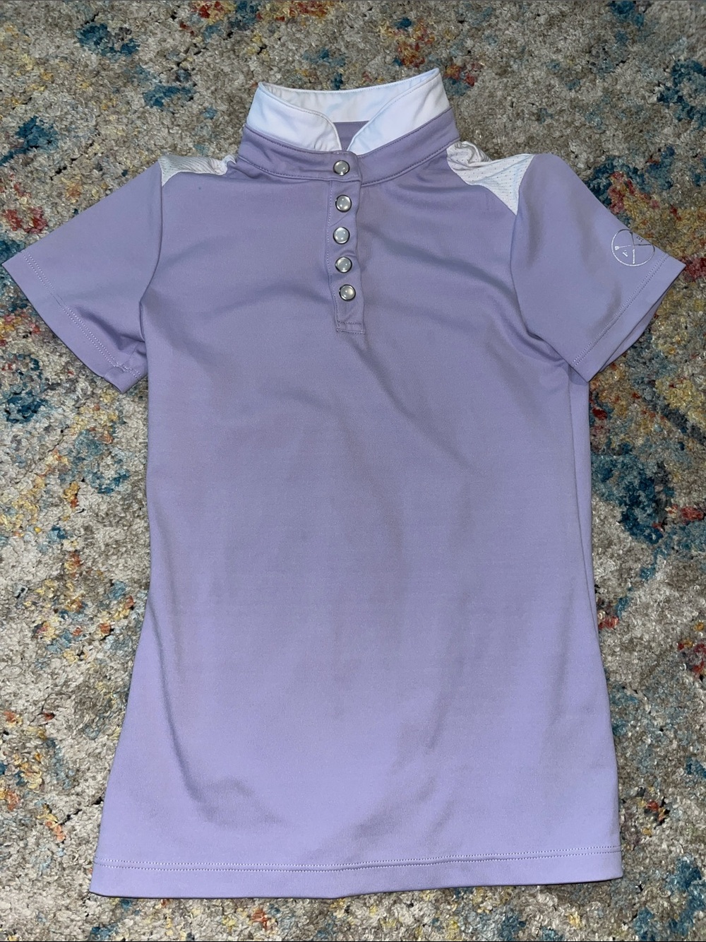 Kids Lavender Short Sleeve Polo with Contrast Trim